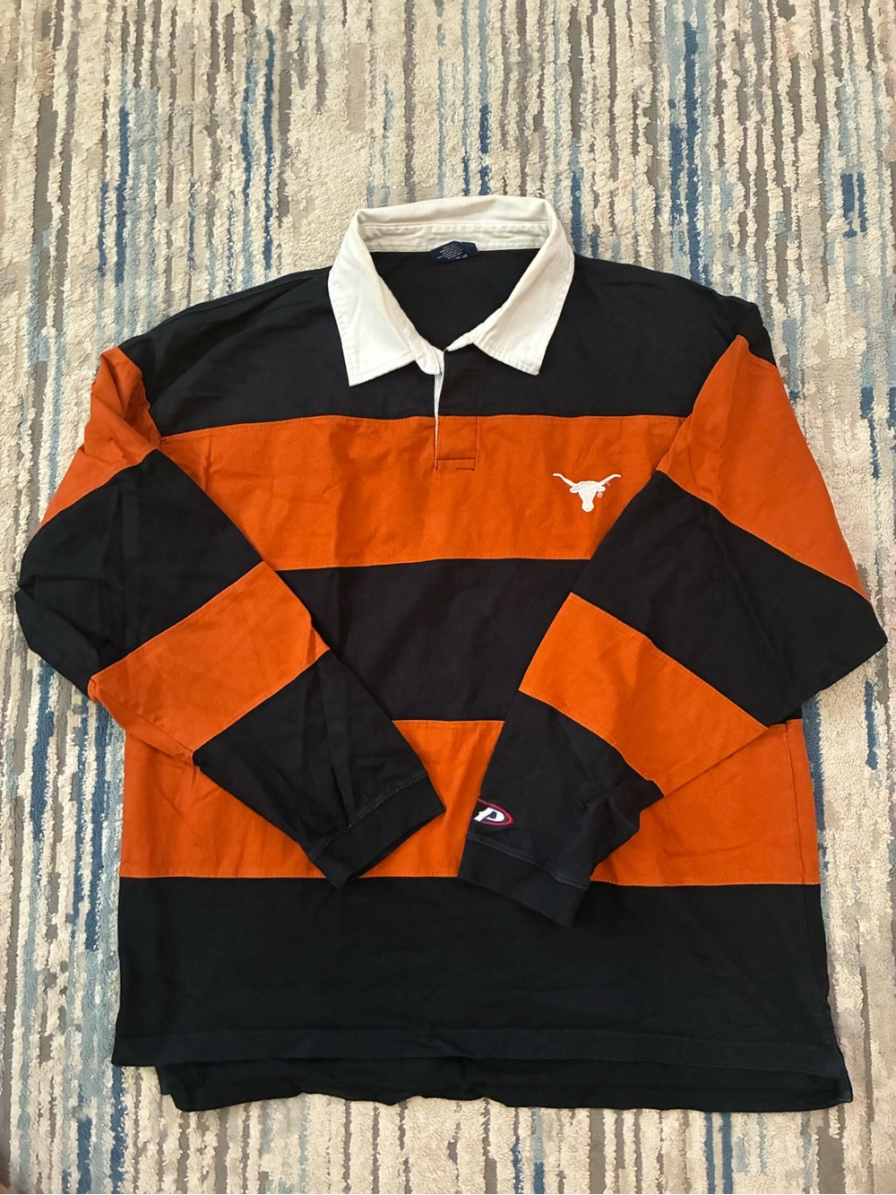Texas Longhorns Rugby Shirt Mens XXL Orange Black Long Sleeve Polo NCAA